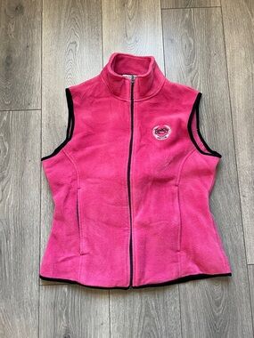 Port Authority, Sz M  Pink Fleece Zip Vest with Contrast Trim, golf